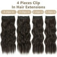 thumbnail image 4 of Clip in Long Wavy Synthetic Hair Extension 24 Inch Dark Brown 4PCS Thick Hairpieces Fiber Double Weft Hair for Women, 4 of 7