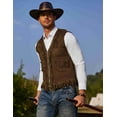 thumbnail image 2 of COOFANDY Men's Western Cowboy Vest Casual Fringe Hippie Costume V Neck Zipper Suede Leather Waistcoat, 2 of 10