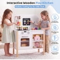 thumbnail image 3 of Yexmas Kids Play Kitchen,Wooden Pretend Kitchen Play Set for Toddlers with Chalkboard,Stove&Cookware Accessories,Toddler Toy Kitchen Gift for Boys Girls, White, 3 of 7