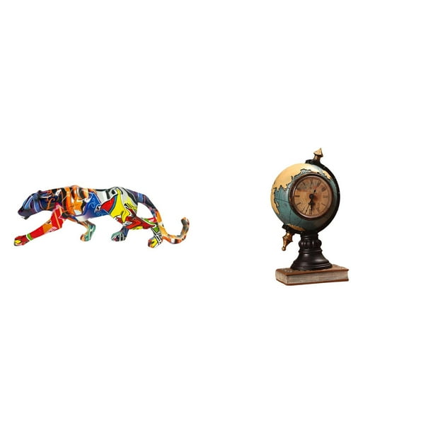 esculturas,estatua de figura decorativa andante,Escultura animal artesanal regalo arte moderno fiesta en casa,Figura de escritorio,Reloj de mesa con figura de globo terráqueo,decoración para