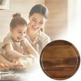 thumbnail image 7 of Japanese Style Acacia Wood Serving Tray, Round Wooden Cake Platter 26 cm, Flat Baking & Dessert Board, 7 of 7