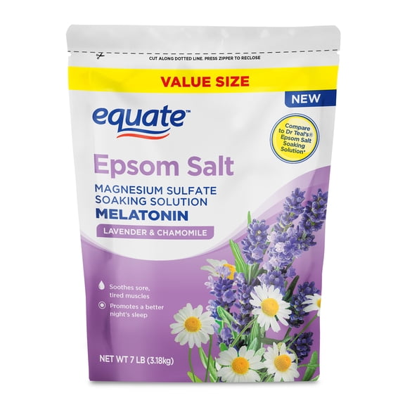 Equate Epsom Salt Bath Soak, Melatonin, 7 lb, Value Pack, Sleep Support & Muscle Relaxation