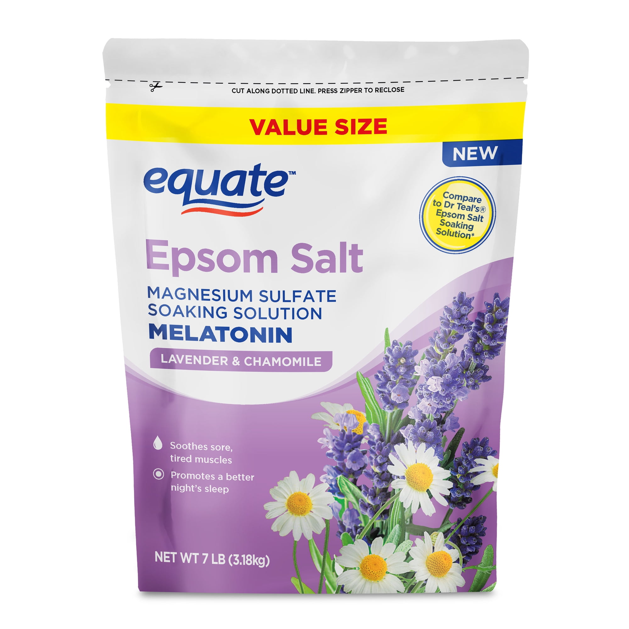 Equate Epsom Salt Bath Soak with Melatonin, Lavender & Chamomile, 7 lb Value Pack