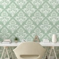 thumbnail image 3 of Ambesonne Damask Peel & Stick Wallpaper for Home, Floral Ivy Style Motifs Art, 13"x100", Pale Sage Green White, 3 of 6