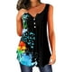 thumbnail image 1 of Lindo camisetas sin mangas para las mujeres Camiseta sin mangas con estampado de y flores con cuello en V y botones simples informales de verano para mujer (Blue, XL), 1 of 3