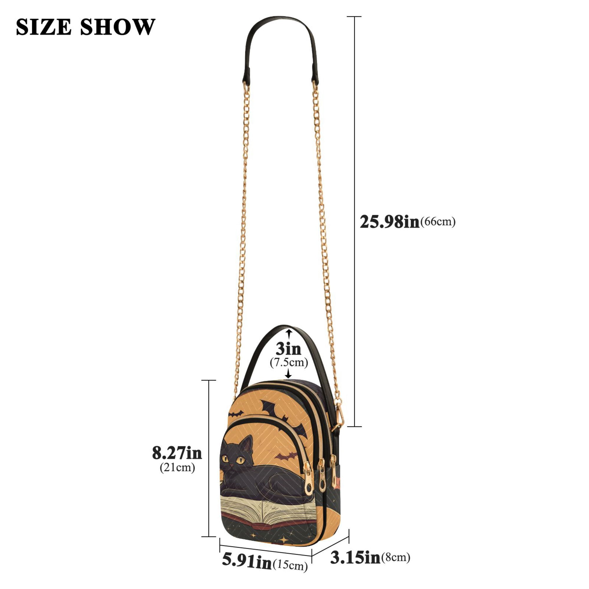 FORMRS Crossbody Bag for Women Quilted Travel Shoulder Cell Phone Purse with Chain Strap Handbag, Orange Halloween Cat