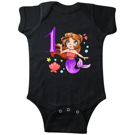 

Inktastic Mermaid First Birthday purple tail Gift Baby Boy or Baby Girl Bodysuit
