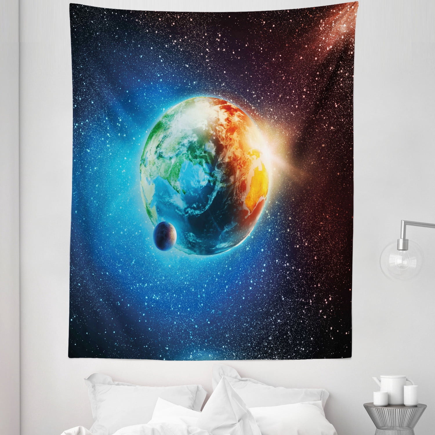 Earth Tapestry, Majestic Galaxy Outer Space View Universe Planet Stars ...