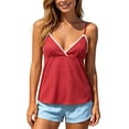 thumbnail image 3 of MuXiKeJi Clothes Women Y2k Lace Trim Cami Top Spaghetti Strap V Neck Peplum Camisole Summer Cute Fairy Tank Tops, 3 of 9