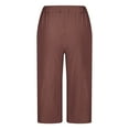 thumbnail image 6 of up to 60% off Gifts Usmixi Womens Capris Pants Casual Solid Elastic Waist Breathable Cotton Linen 3/4 Trousers Plus Size Loose Straight Cropped Pants with Pockets Brown l, 6 of 7