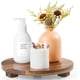 thumbnail image 1 of Bandeja redonda de madera de acacia para decoración de baño, soporte de pedestal decorativo de cocina, accesorios para fregadero, elevr de madera para jabonera, perfume, vela, esponja, 9 pulgadas, 1 of 1