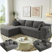 Sofa, 105" Cloud Sectional for Living Room with  Soft Modular Couch for Bedroom,  No Assembly Required L-Shape Sofa, Dark Gray, No Assembly Required, Dark Gray