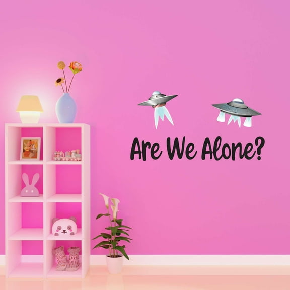 Are We Alone Aliens 2 Spaceships Mars Planets Outer Space Science Fiction Stranger Teddy Bear Dino Dinosaurs Tractor Trucks Airplane Holiday Decorating Ideas Wall Decal Sticker - Size: 20 In X 10 In