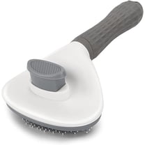 Depets Shedding Grooming One-click Cleaning Brush for Cats and Dogs, White Gray