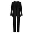 thumbnail image 4 of SELONE Blazer Jackets for Women Two Piece Outfits Going Out Business Attire 2 Piece Outfits Long Sleeve Coats Tops Solid Long Pants Sets 3-Black XXL, 4 of 9