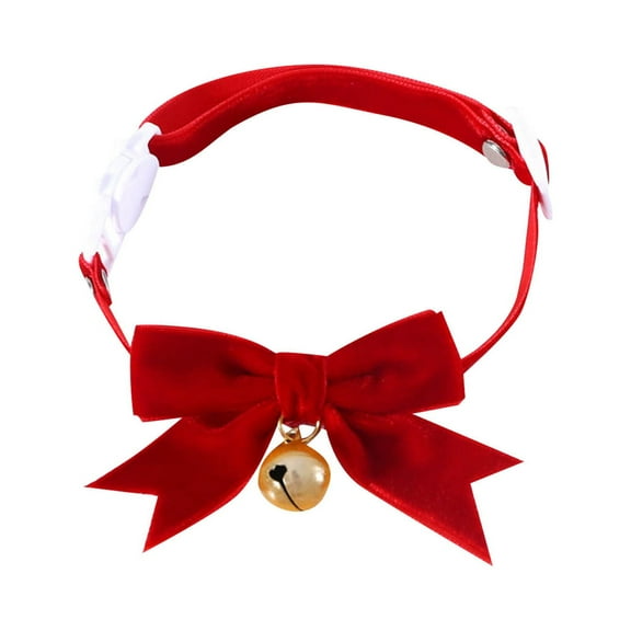 Christmas Velvet Hand Bow Tie Buckle Pet Collar for Cats and Dogs with Bow Tie Design