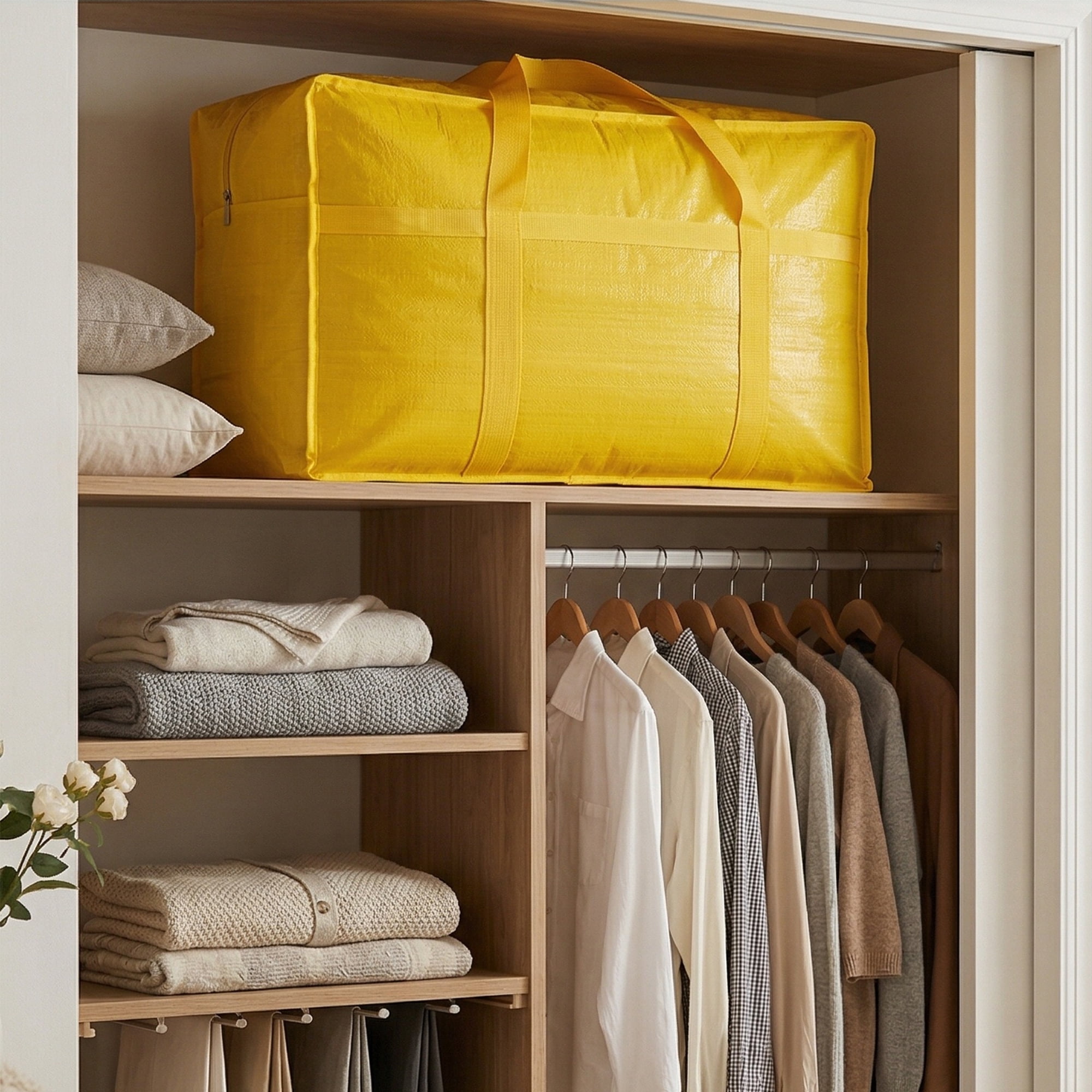 Unique Bargains Clothes Storage Bags for Organizing Clothing Yellow 39.4"x11.8"x22.8"