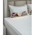 thumbnail image 6 of Ambesonne Ocean Fitted & Top Sheet Set with Shams, Summertime Seaside Pearl, Red Beige Grey, 6 of 8