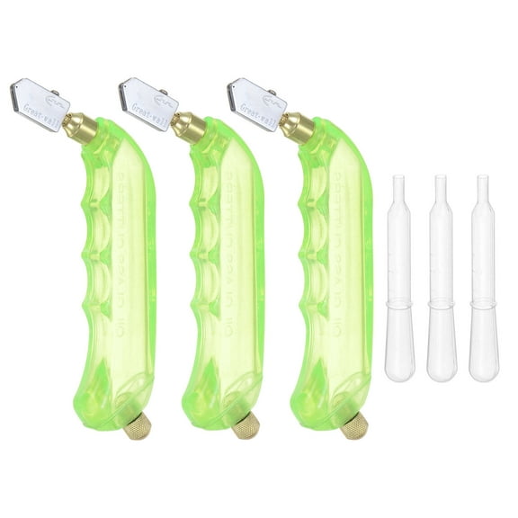 3Pcs Glass Cutter Pistol Grip 6mm-12mm Oil Feed Stained Glass Cutters Tool with Oil Reservoir Light Green
