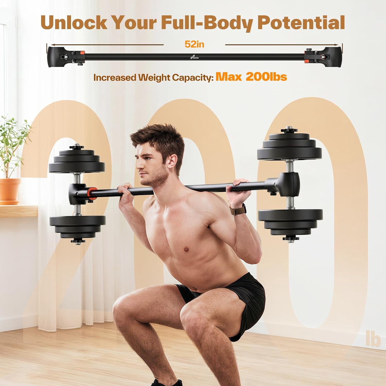 to Barbell Converter Bar — Heavy-Duty, Adjustable Fit, Tool- Setup,  to 200 lb Capacity
