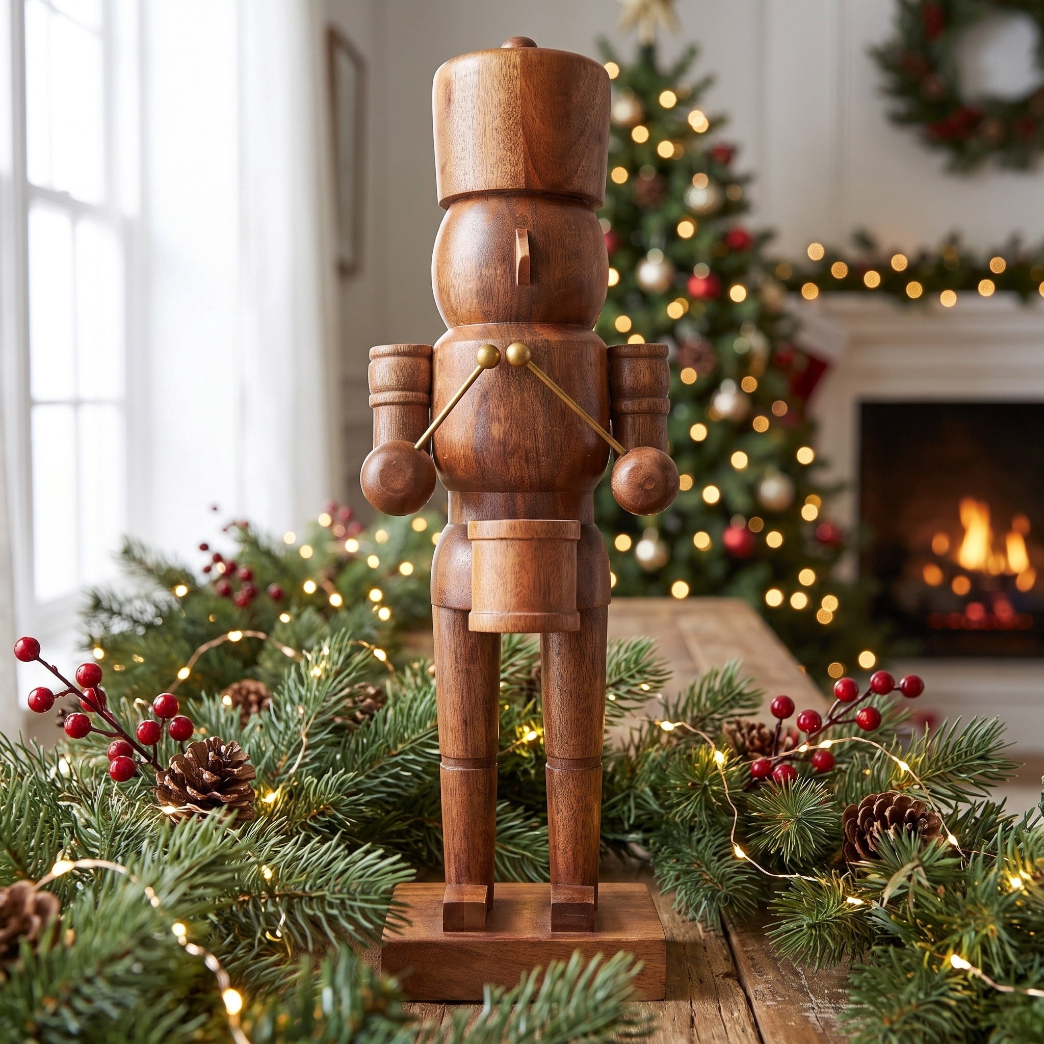 Wood Nutcracker Christmas Decoration, Brown, 23", by Holiday Time