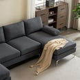 thumbnail image 4 of 4-Seater Couch Sofa, Modern U-Shaped Linen Sofa with Wooden Frame and Iron Golden Feet, Indoor Modular Sofa for Living Room, Waiting Room, Apartment and Hotel, Dark Gray, 4 of 7