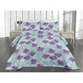 thumbnail image 2 of Ambesonne Clematis Art Quilted Coverlet 3 Pcs, Dreamy Floral Boho Art, Queen Size, Mint Green Pale Fuchsia, 2 of 4