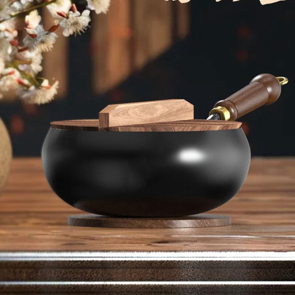 Jinswhdre Cast Iron Skillet, 2026 New 9.5/11in Uncoated Pure Iron Skillet With Lid, Multi-purpose Frying Wok, Hand-Forged Non-stick Pans Without Coating (9.45in)