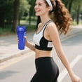 thumbnail image 4 of Bote shaker 600ml | Botella de agua deportiva impermeable para fitness, gimnasio, oficina | Material duradero para PC libre de BPA | Tapa abatible rápida | Bola de mezcla para polvos de proteína, 4 of 5