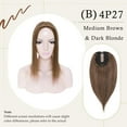 thumbnail image 4 of MY-LADY Clip In Remy Topper Hairpiece Human Hair Clip On Toupee Wispy Bangs For Women Middle Part With Hair Loss Thinning Hair #4P27 Medium Brown & Dark Blonde, 4 of 8