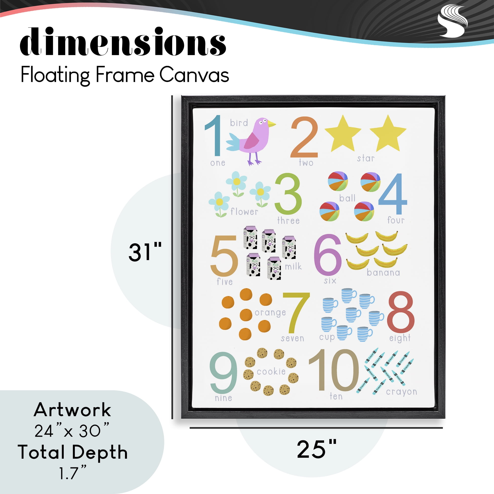 Fun Learning To Count Black Framed Floater Canvas Wall Art, design by Carla Daly