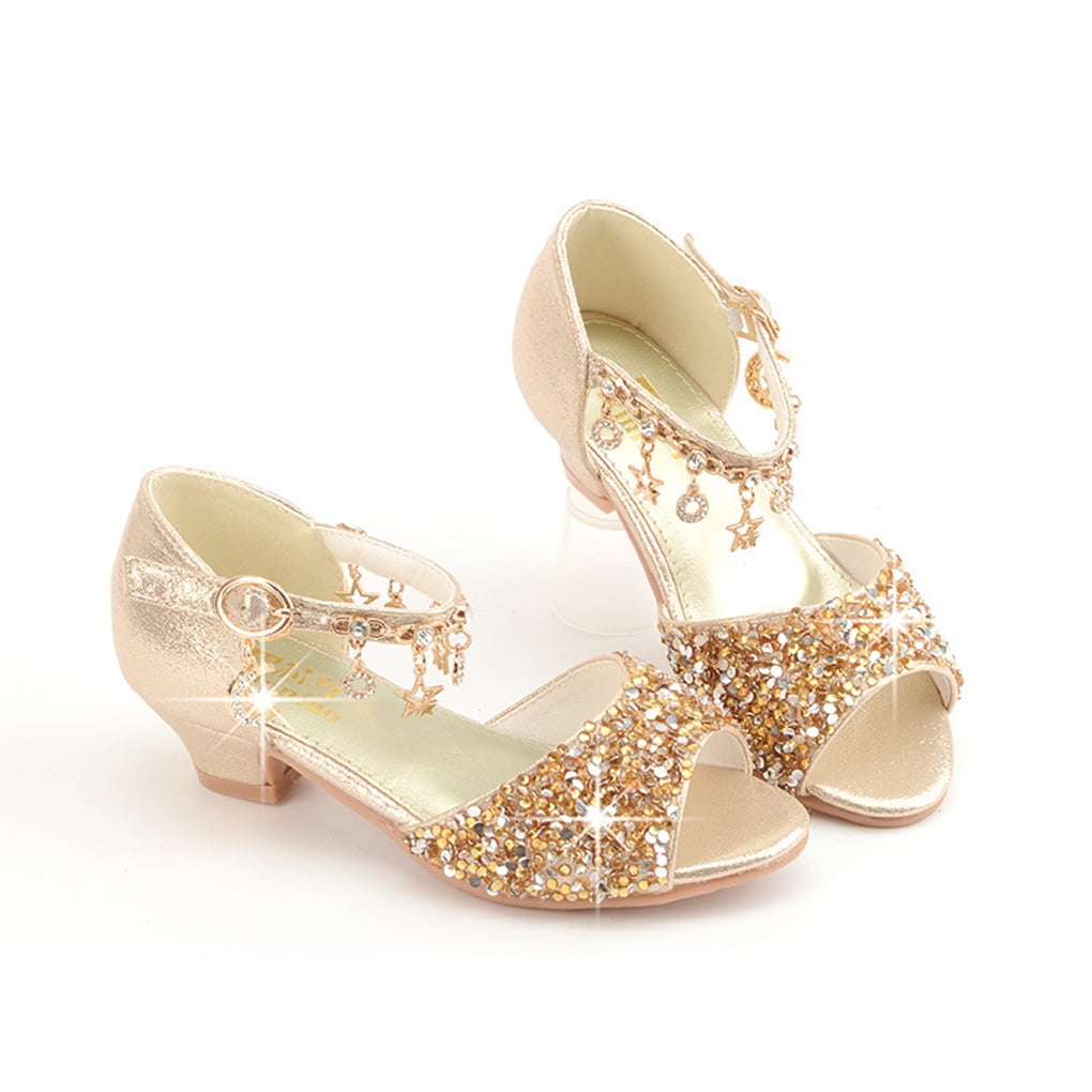 Gold Childrens Sparkly Shoes With Heels Baohd Girls Glitter Shoes
