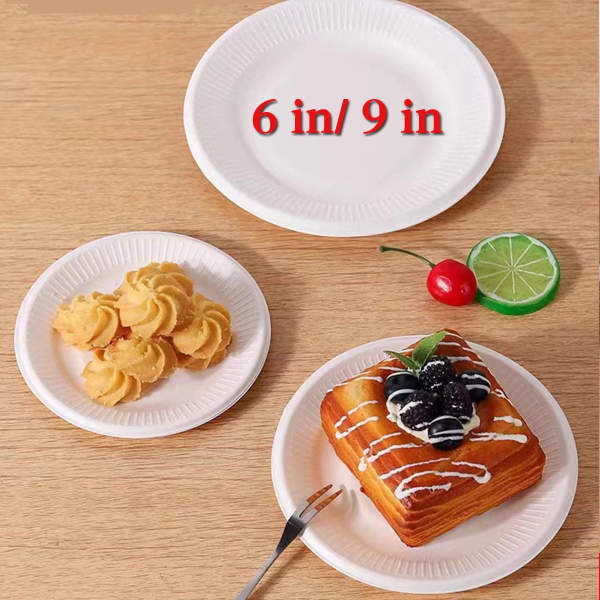 6 in/9 in Paper Plate Paper Plates Uncoated, Disposable Plates