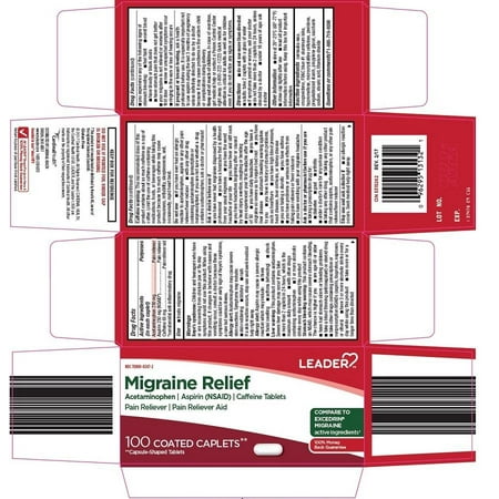 Leader Migraine Relief Coated Caplets, 24ct