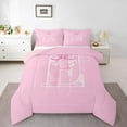 thumbnail image 2 of Erosebridal Pink Letter E Bedding Sets King with Comforter, Monogrammed A to Z Duvet Insert, Chic Bow Decor, Breathable 3 Pieces, 2 of 8