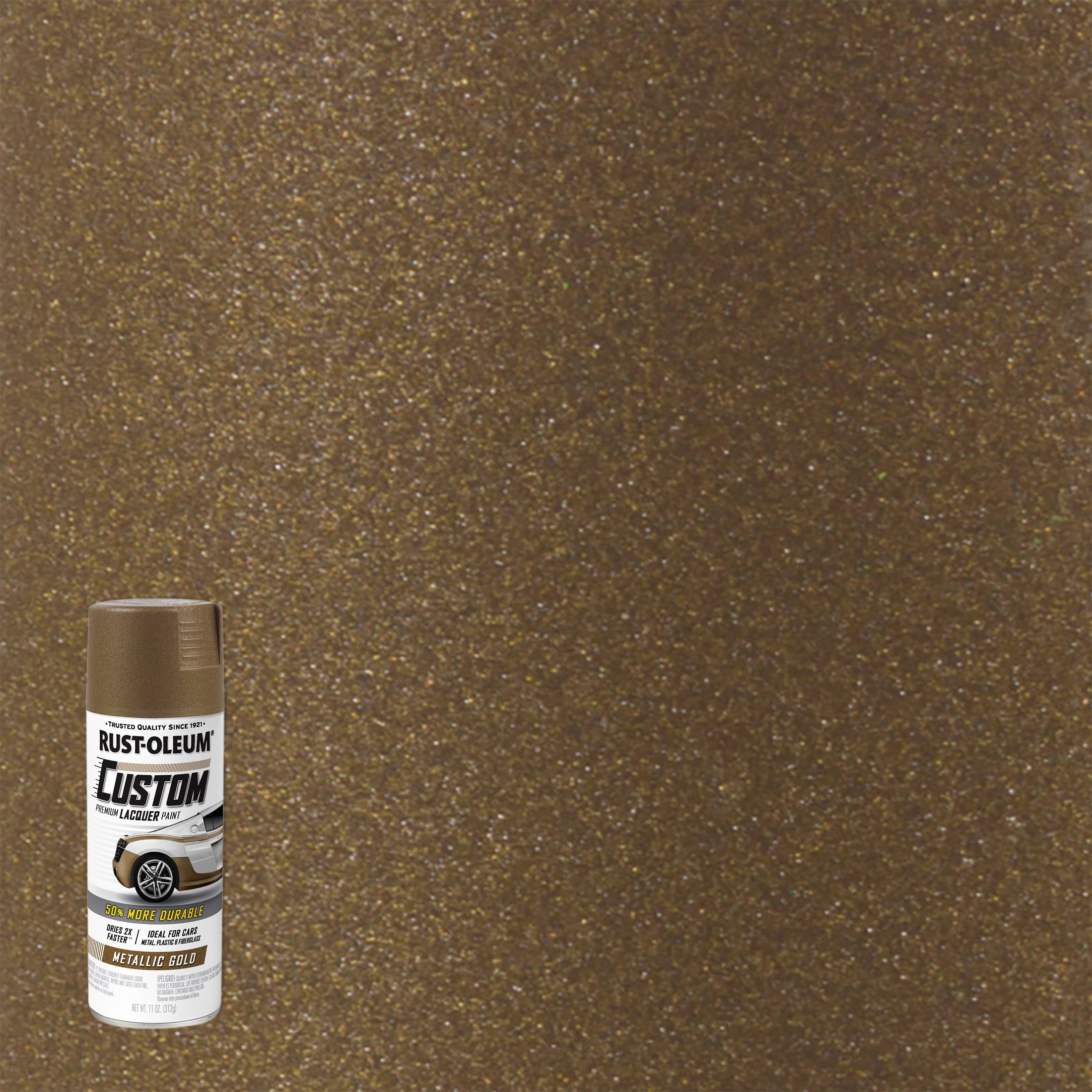 6 Pack, Gold, Rust-Oleum Custom Automotive Metallic Lacquer Spray Paint-323352, 11 oz