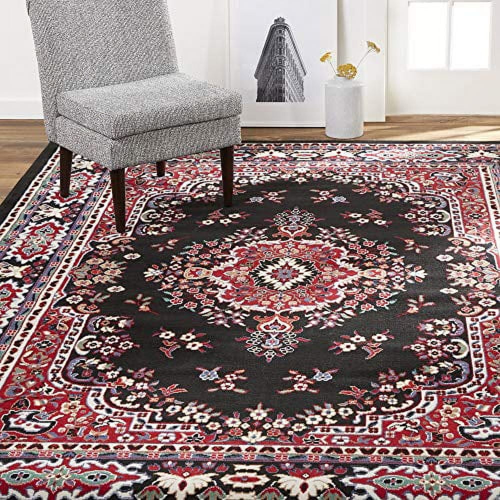 Home Dynamix Premium Sakarya Traditional Medallion Area Rug, Black/Red, 3'7"x5'2"