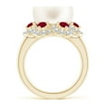 thumbnail image 2 of ANGARA Freshwater Cultured Pearl Floral Ring with Rubies in 14K Yellow Gold for Women | June Birthstone, Birthday, Anniversary, Jewelry Gift for Women | Pearl Ring, 2 of 9