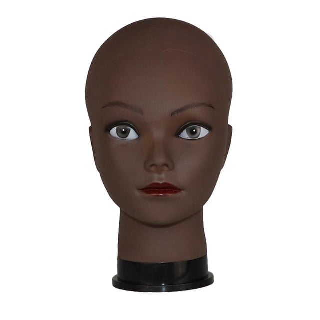 Cabeza de Maniquí Calva para Maquillaje de Pelucas Sunnimix Negro 55-56 cm