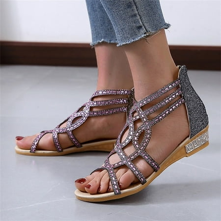 

BRISEZZS Womens Flat Sandals- Open Toe Casual Plus Summer Sandals #579 Black