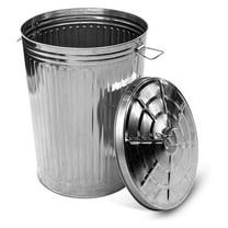 Metal Trash Can with Lid Outdoor 20 Gallon Galvanized Steel Garbage Bucket with Lid Silver