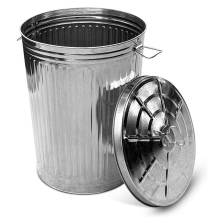 Metal Trash Can with Lid Outdoor 20 Gallon Galvanized Steel Garbage Bucket with Lid Silver