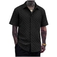 thumbnail image 2 of VgaVtl Turn Down Collar Shirts for Men Summer Beach Short Sleeve Vacation Button Mens Tops Plain Leisure, 2 of 6