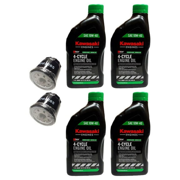 Proven Part 2 Oil Filters 4 Quarts 10W40 Oil Fits Kawasaki 103887901