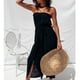 thumbnail image 3 of Conjunto de top sin tirantes con hombros descubiertos y pantalones de pierna ancha, cintura elástica adelgazante, negro, L Summer Chic, 3 of 6