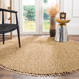 SAFAVIEH 7' Round Handwoven Jute Area Rug - Pink, Boho Country Charm, 0.6" Pile