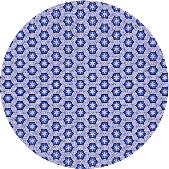 Ahgly Company Indoor Round Patterned Sapphire Blue Area Rugs, 7' Round