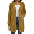 thumbnail image 2 of idosla Women's Zip Up Long Hoodies Coat Oversized Long Sleeve Fleece Sweatshirts Casual Fall Fashion Jacket with Pockets (Khaki, XL), 2 of 5