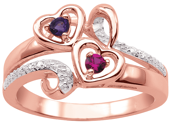 Personalized 2 Heart Ring in 10k Gold By Jewlster