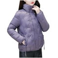 thumbnail image 2 of ITSAME Womens Puffer Jacket, Plus Size Stand Collar Warm Winter Casual Coat Purple M, 2 of 6